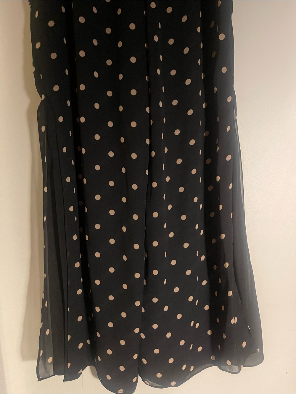 Eloquii Black Wide Leg Pants with Cream Polka Dots